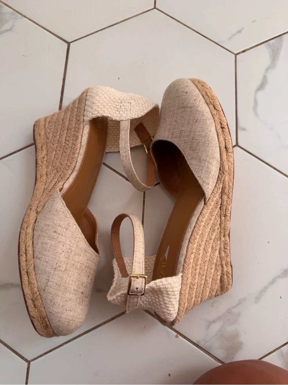 J. Crew Cream Espadrille Ankle-Strap Wedge Sandals NWOB- New Never Worn